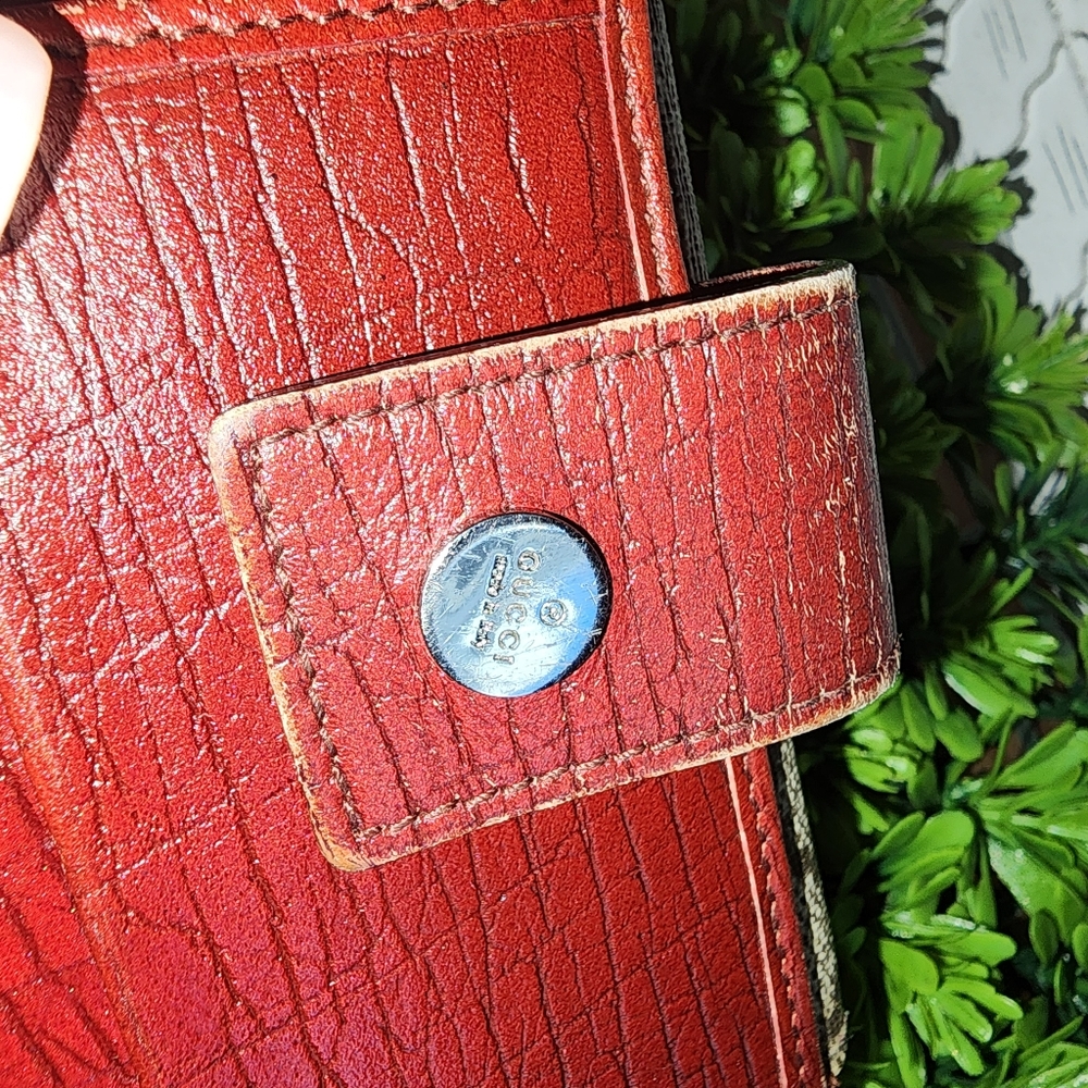 GUC Gucci GG Monogram Bordeaux Bifold Coin Pocket Double Snap Wallet - Picture 11 of 16